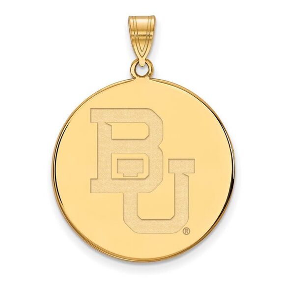 14k Yellow Gold Baylor U XL 'BU' Disc Pendant
